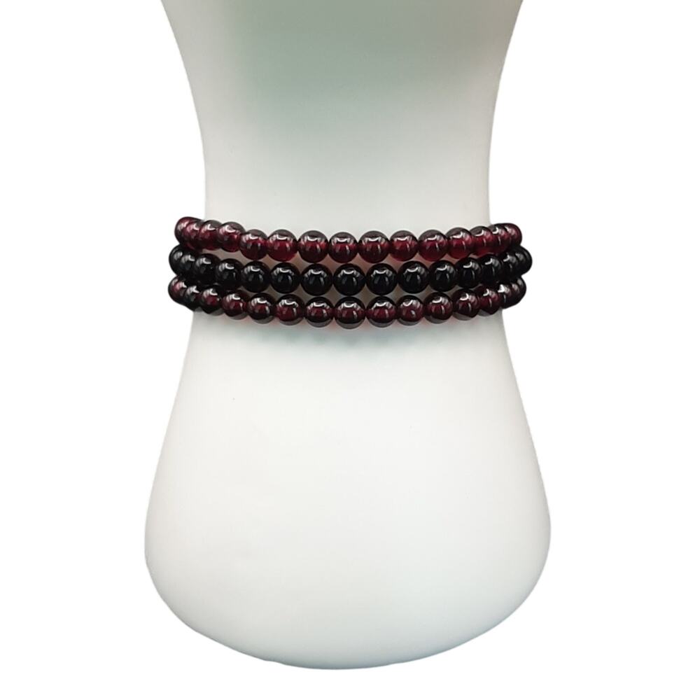 NWT 3 Pack Giadasio Handmade Black/Maroon Acrylic Beaded Elastic Bracelets